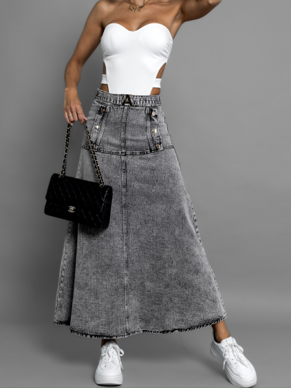 Šedá dlouhá džínová sukně BOOTS