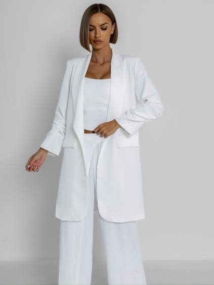 Bílé basic delší sako CASTIEL