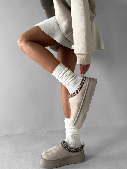 Krémové válenky pantofle STACY s vysokou podrážkou