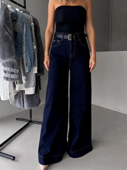 Tmavě modré wide leg široké džíny JEZABEL