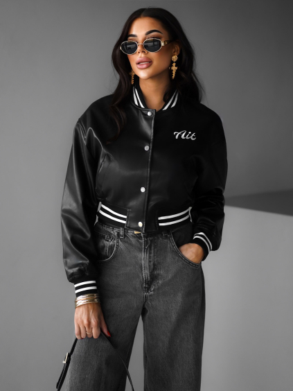 Černá krátká koženková bundička GENNIUS