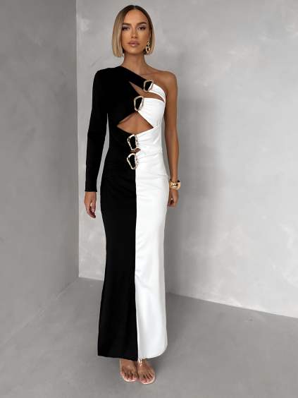 Černobílé sexy dlouhé šaty KARILETO