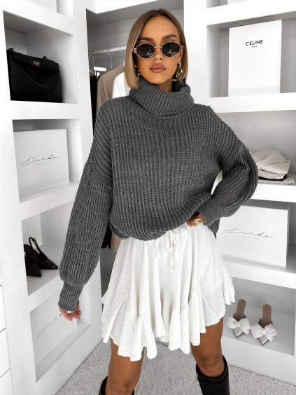 Šedý dlouhý svetr CONSTANE