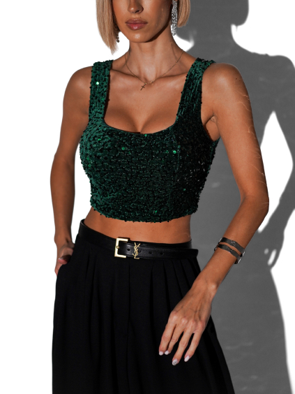 Smaragdový flitrovaný top JARKKO