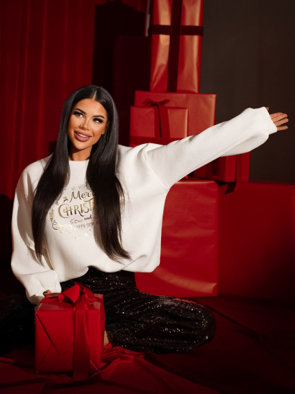 Bílá vánoční mikina CAROL s nápisem