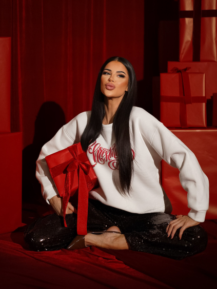 Bílá vánoční mikina CHRYSY s nápisem