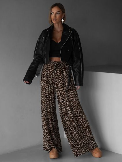 Leopardí široké kalhoty STATHIS