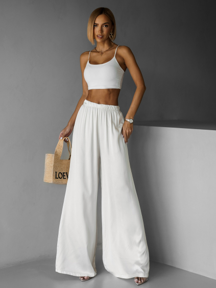 Krémové saténové kalhoty SITAKE