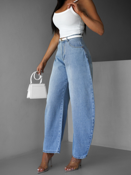 Modré stylové široké baggy džíny ALMINA