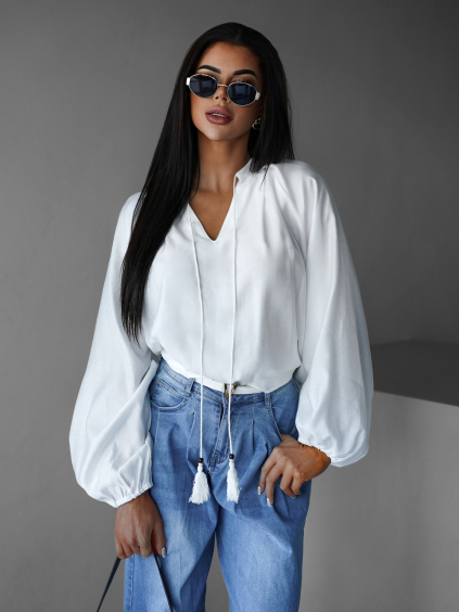 Bílá bavlněná boho halenka KOLETY