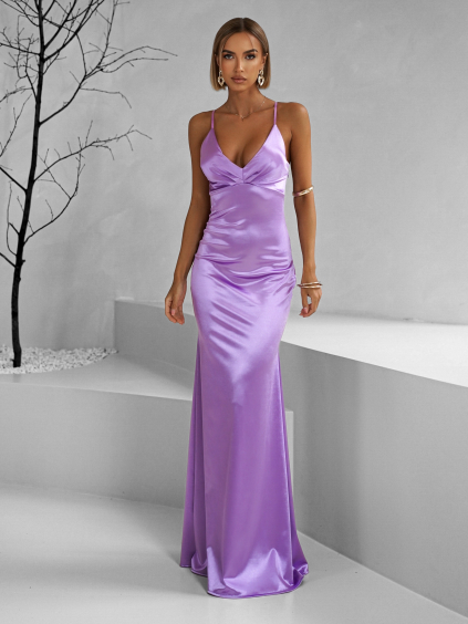 Fialové dlouhé společenské šaty LIFOSA