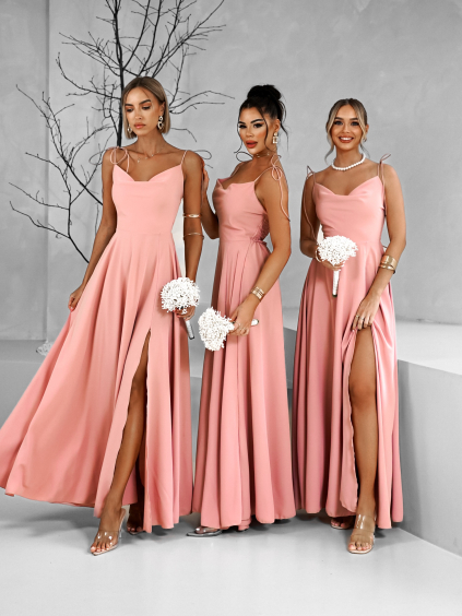 Starorůžové dlouhé šaty LERDISEL pro družičky