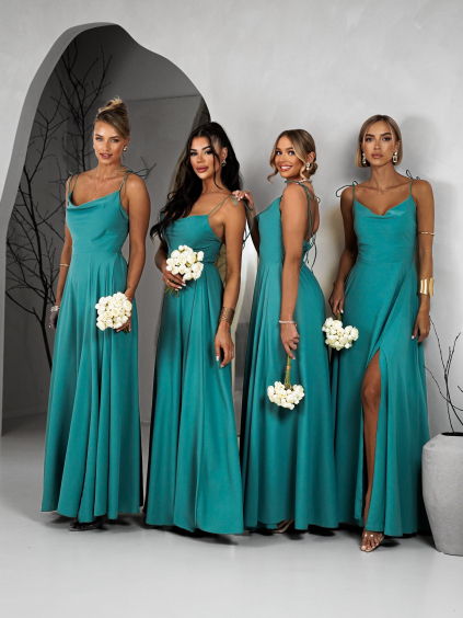 Mátové dlouhé splývavé šaty LERDISEL pro družičky