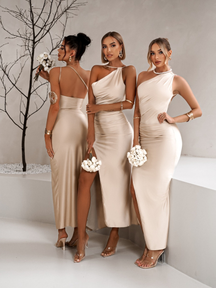 Krémové šaty ARWEN s rozparkem pro družičky