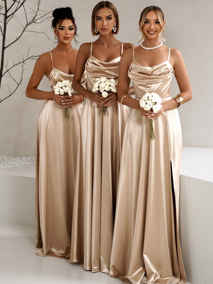 Zlaté saténové korzetové šaty BONKA pro družičky