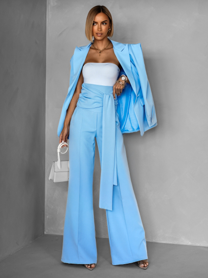 Modré kalhoty BRONDAN s ultra vysokým pasem