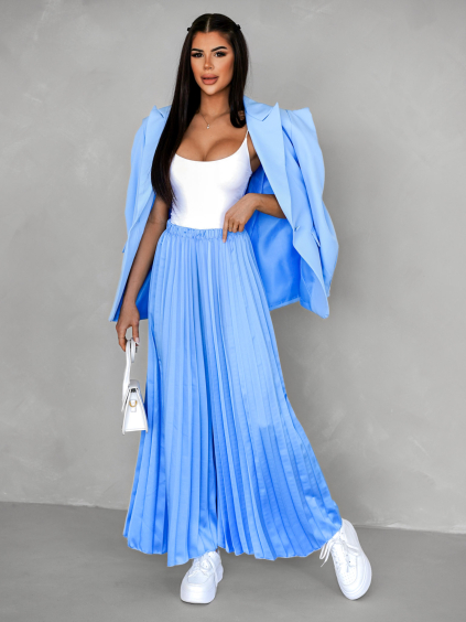 Modré dlouhé plisované culotte kalhoty SYCHER