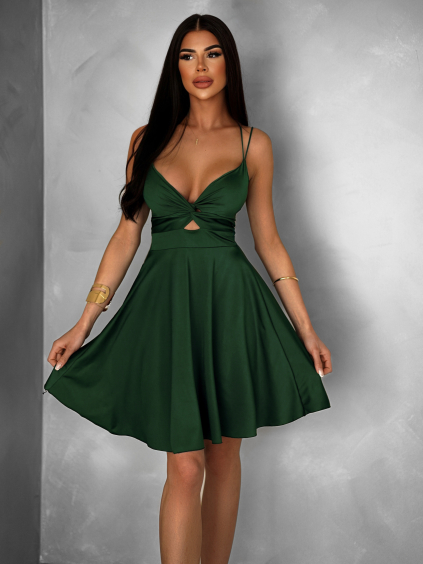 Smaragdové letní áčkové krátké šaty MADURAI