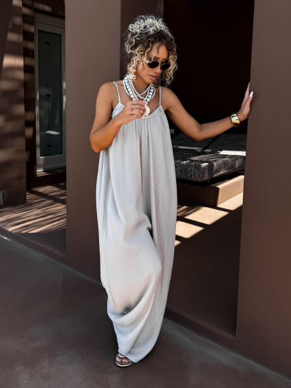 Béžový mušelínový maxi overal ZEVANDER