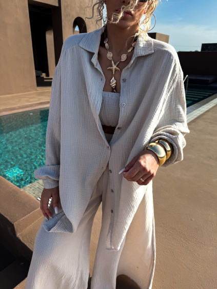 Béžová mušelínová oversize košile MEKATHY