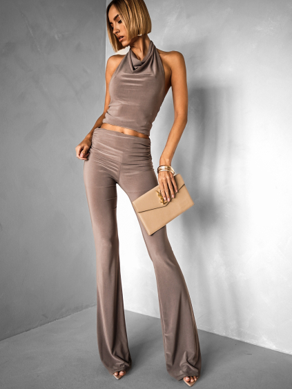 Béžové elastické kalhoty CARIDAD