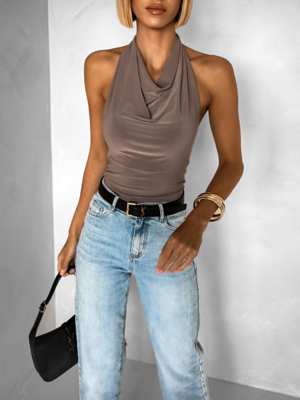 Tmavě béžový letní top MAROON