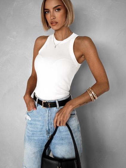 Bílé basic bavlněné tílko OFALY