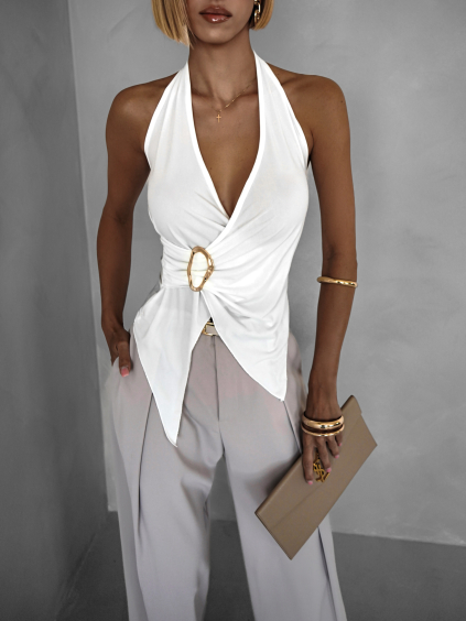 Bílý sexy top GELBER s výstřihem