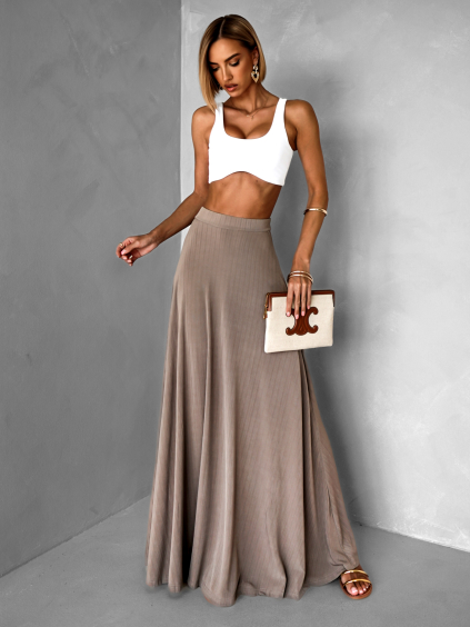 Hnědá áčková letní maxi sukně BOLOWA