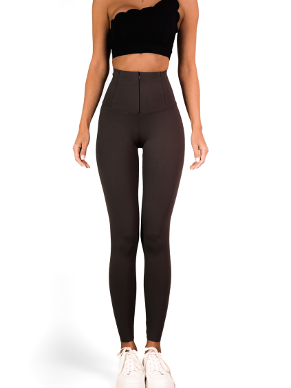 Šedé stahovací legíny HELIODER s vysokým pasem