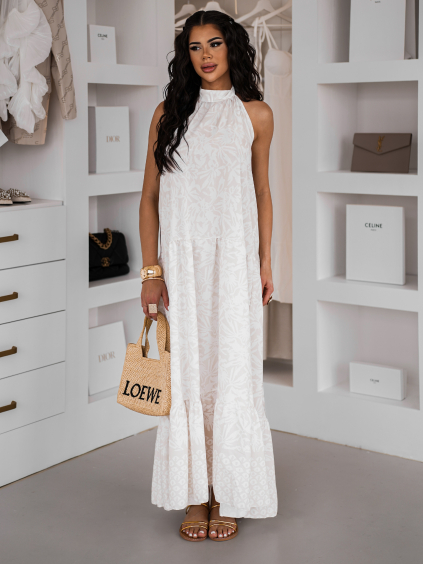 Béžové dlouhé letní šaty AETHER