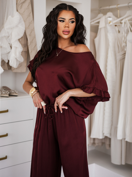 Vínová oversize saténová tunika AEROFF