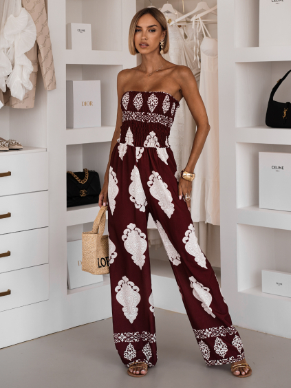 Bordó letní dlouhý overal RELOFT