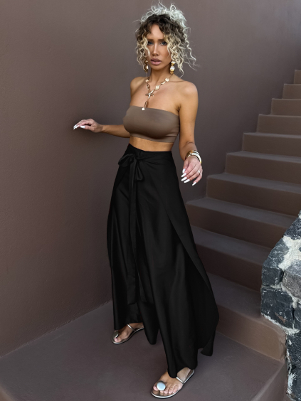 Černé variabilní saténové kalhoty overal MARINE