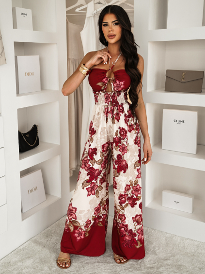 Červený letní dlouhý overal SVITLANY