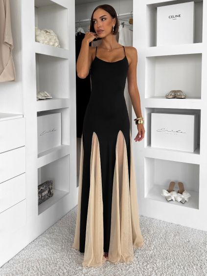 Černé maxi dlouhé elegantní šaty DRELVIK