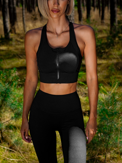 Černá sportovní podprsenka PLATERO na zip