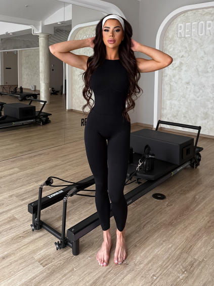 Černý zeštíhlující tvarující sportovní overal SLITER
