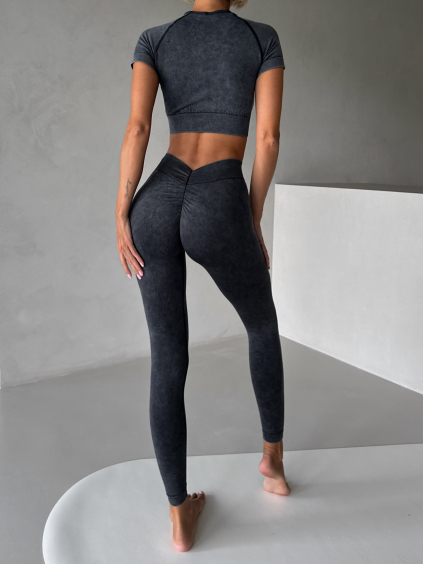 Šedé washed legíny VALPER s push-up efektem