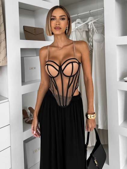 Hnědý sexy korzet REBELE