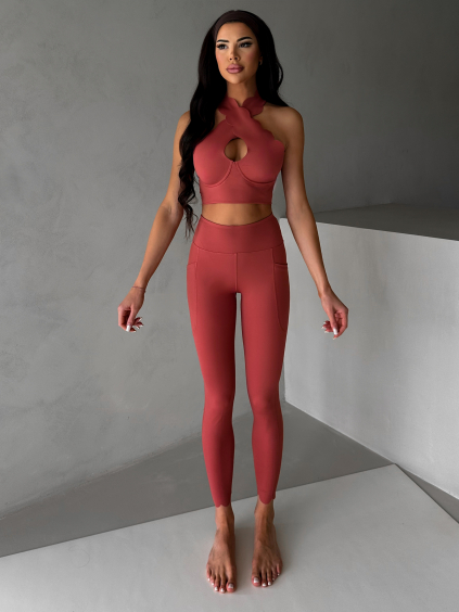 Cihlové sportovní push up legíny WEMIROS