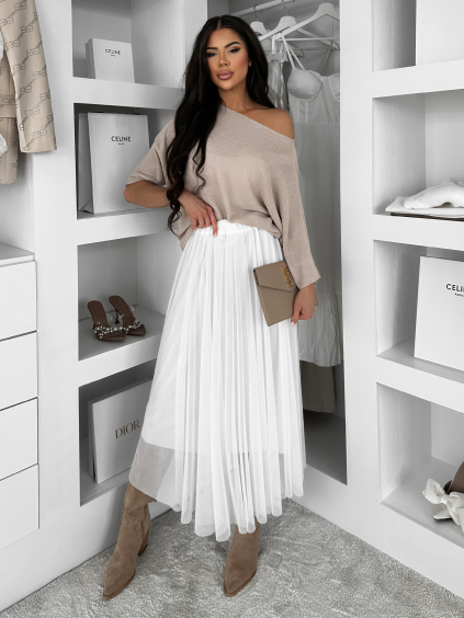 Bílá tylová midi sukně NEXORA