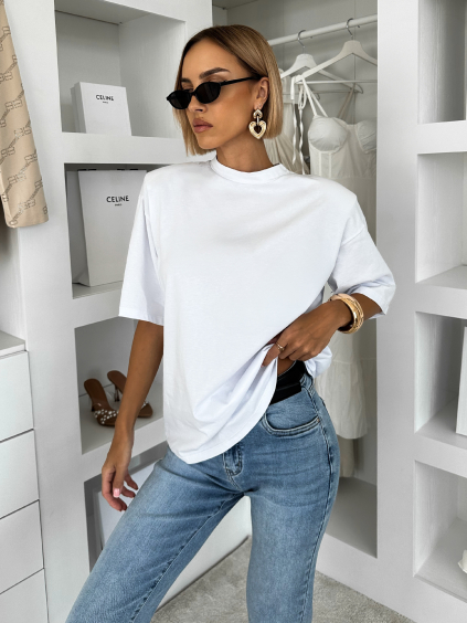 Bílé 100% bavlna oversize tričko DELYS s krátkým rukávem