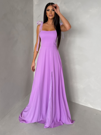 Fialové společenské dlouhé šaty AMIREZA s rozparkem
