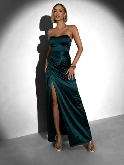 Smaragdové společenské dlouhé korzetové šaty KARLOT