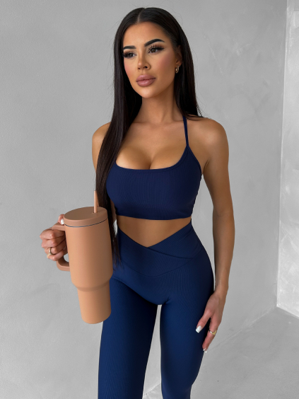 Tmavě modrá sportovní jóga podprsenka HALIRA