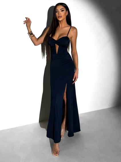 Tmavě modré dlouhé společenské šaty LIMONA