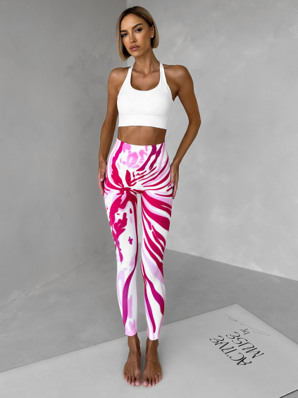 Růžové sportovní fitness legíny OLIRYA s push-up efektem