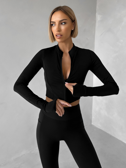 Černá sportovní lehká mikina OVATA na zip