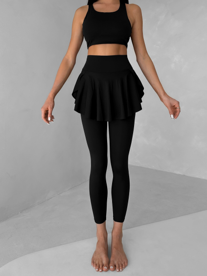 Černé jóga sportovní legíny se sukní KAVINO